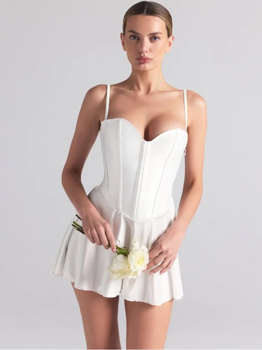 SKIMS woven satin corset mini dress - white size small